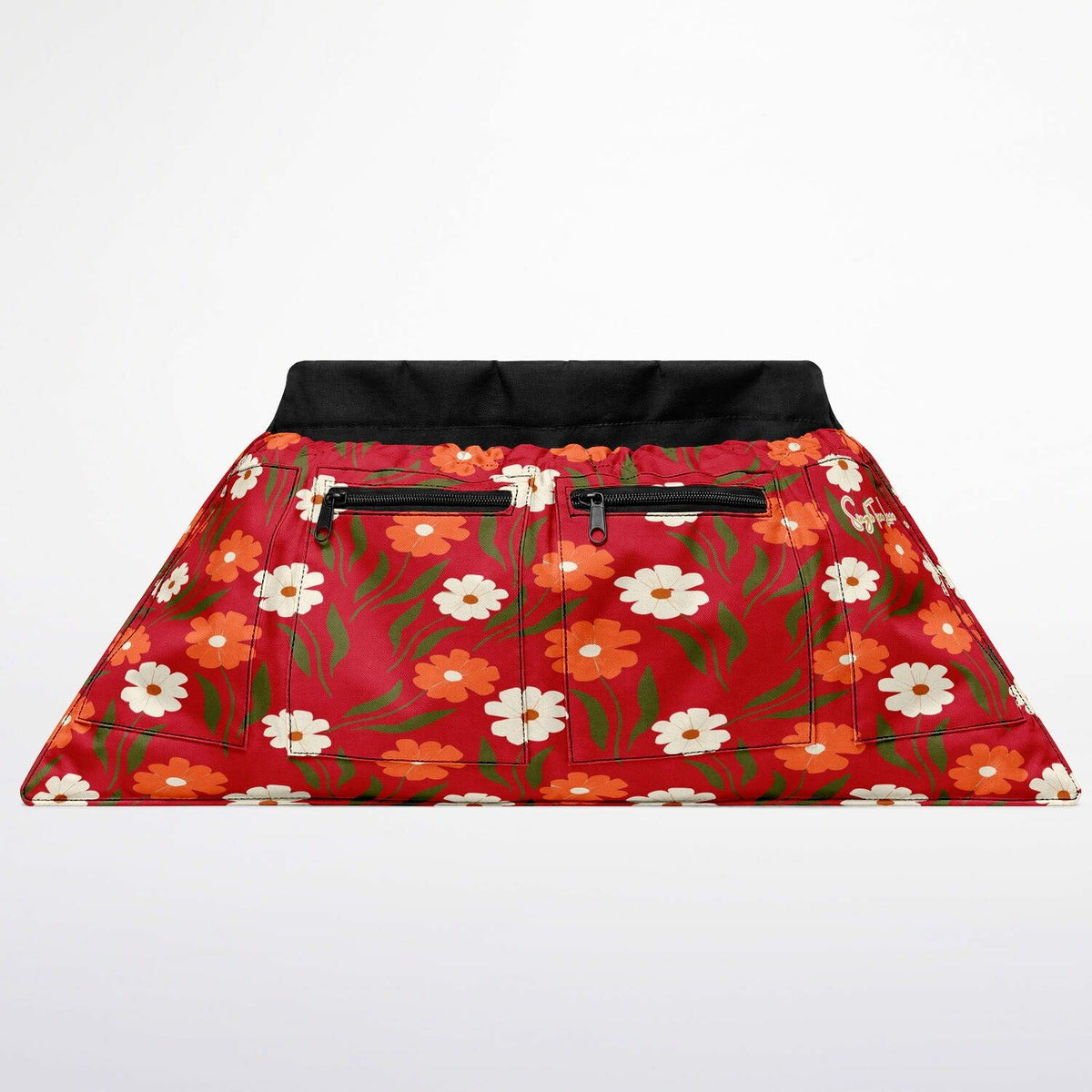 Peachy Petal Parade Floral in Vibrant Red Garden Harvest Apron Bag