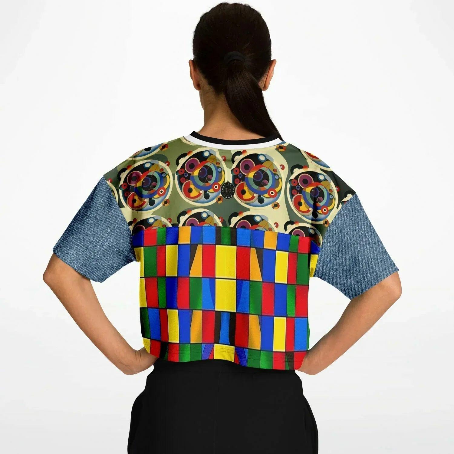 Picasso Primary Geometric THS 1986 Eco-Poly V-Neck Crop Jersey