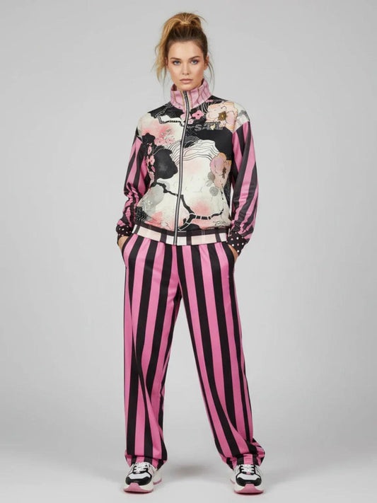 Pink Blossoms in the Garden Heavyweight Oversized Quarter Zip Sweatshirt