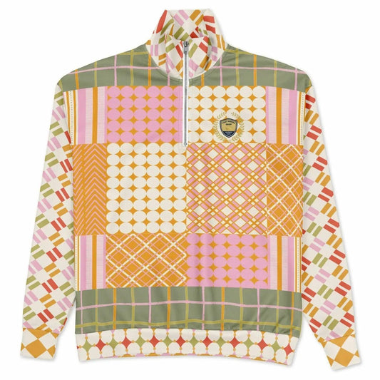 Pink Blush Over Me Patchwork Heavyweight Oversized Quarter Zip Sweatshirt