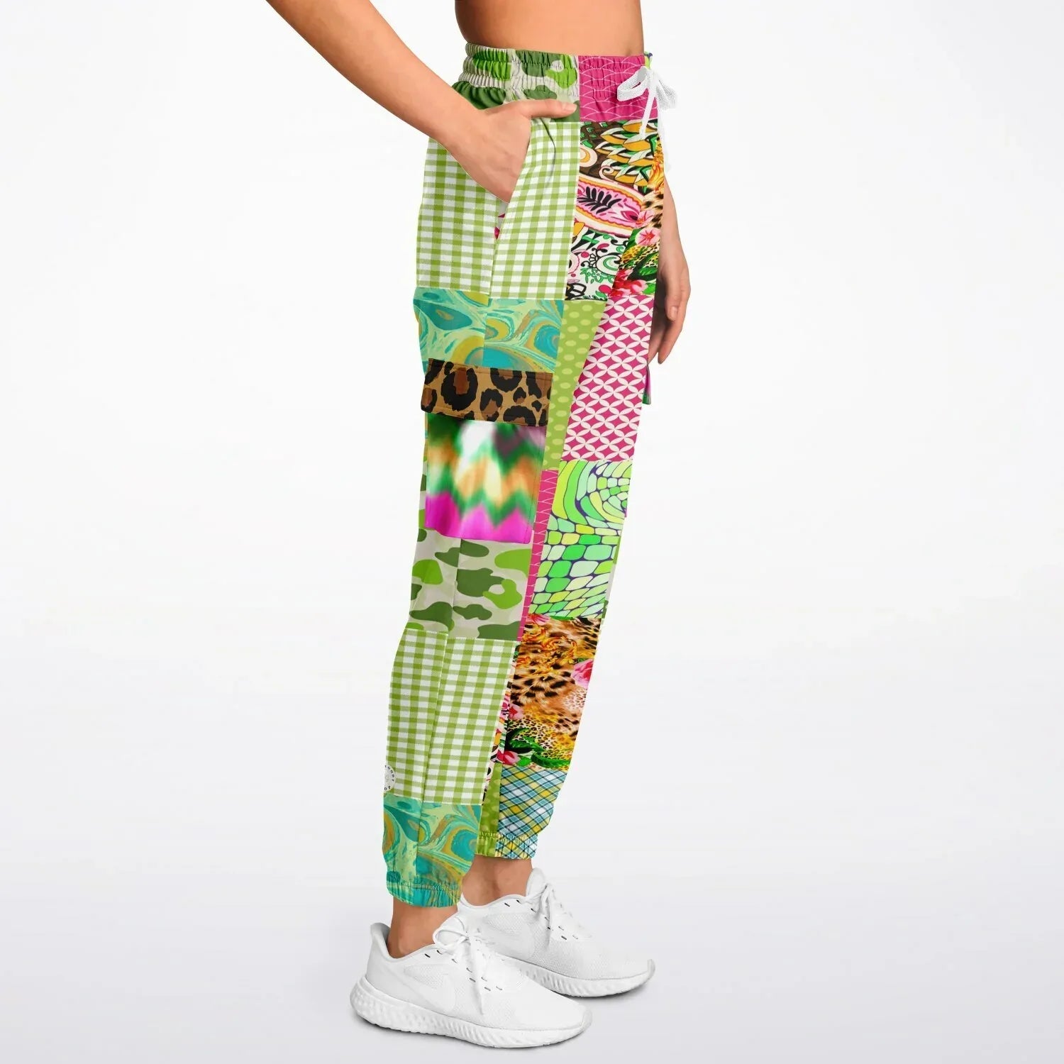 Pink Cerise Plaid Paisley Eco-Poly Cargo Joggers