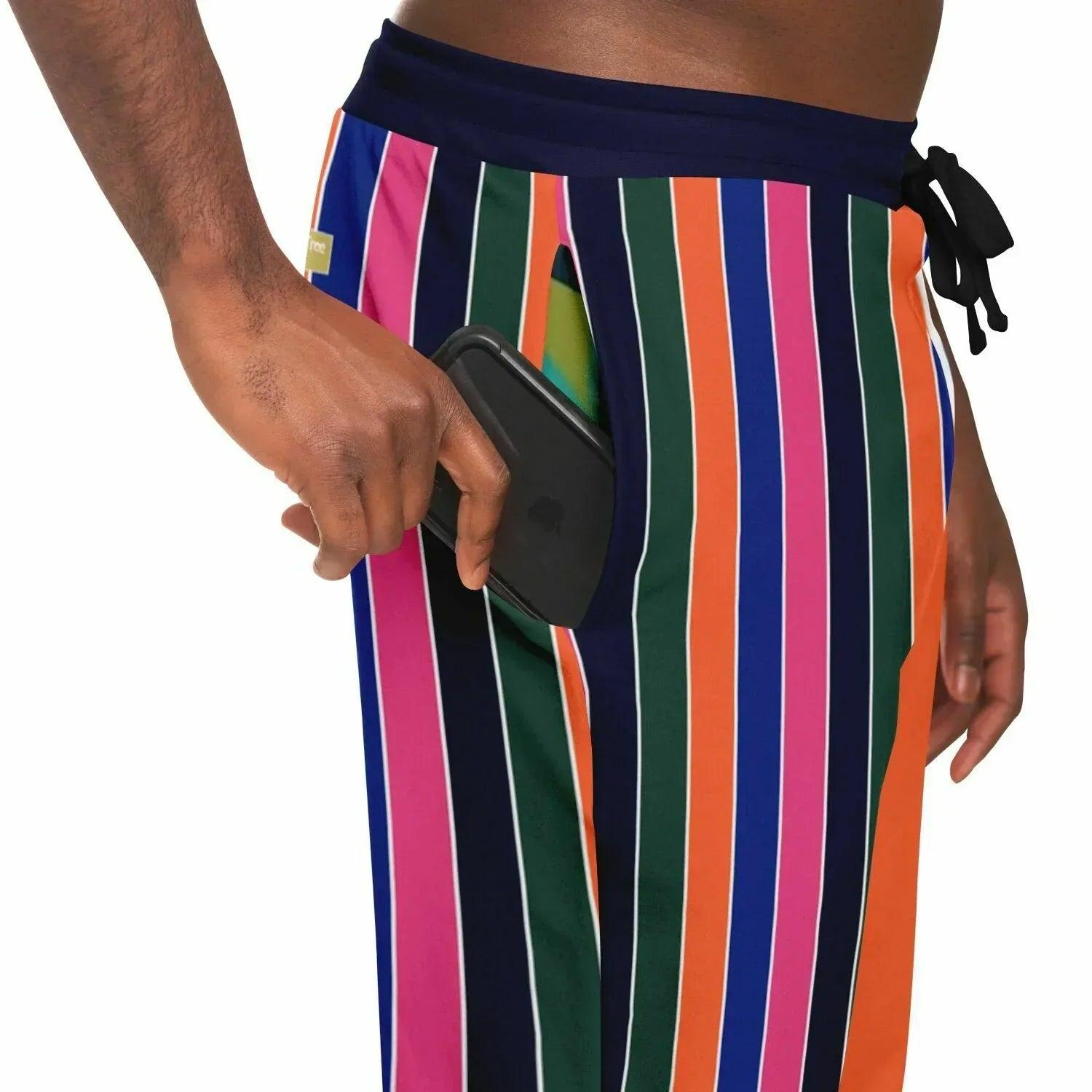 Pink Cerise Rugby Stripe Eco-Poly Unisex Joggers