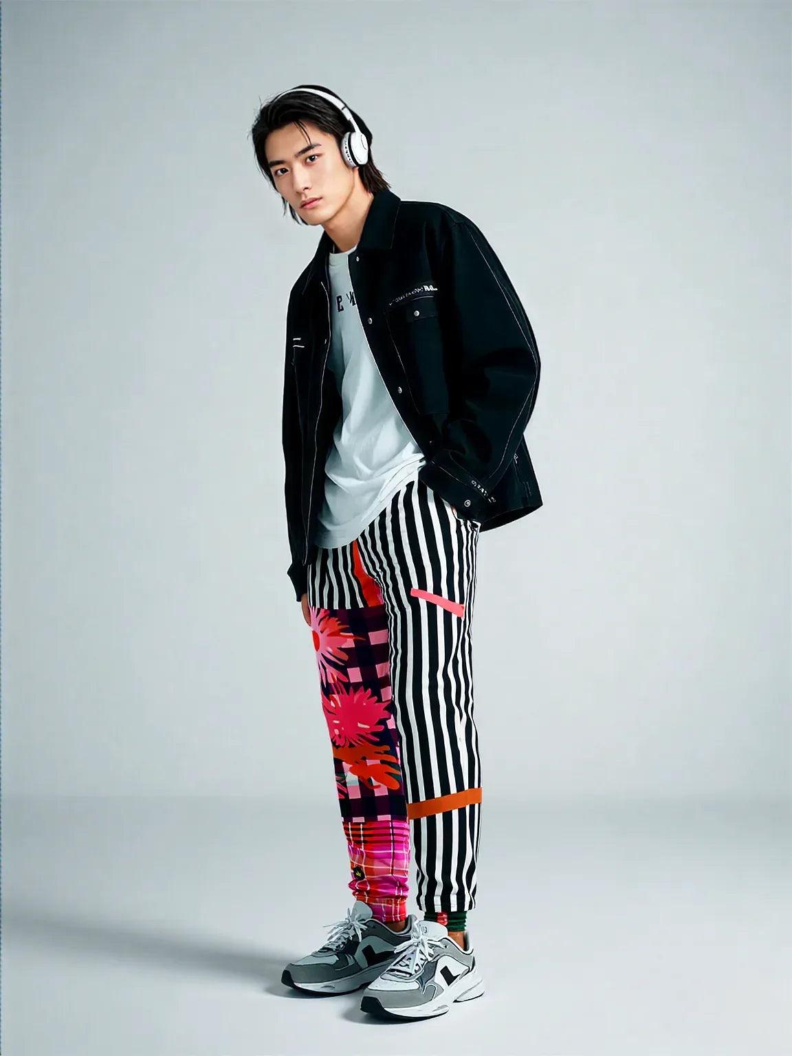 Pink Chrysanthemum Plaid Eco-Poly Unisex Joggers