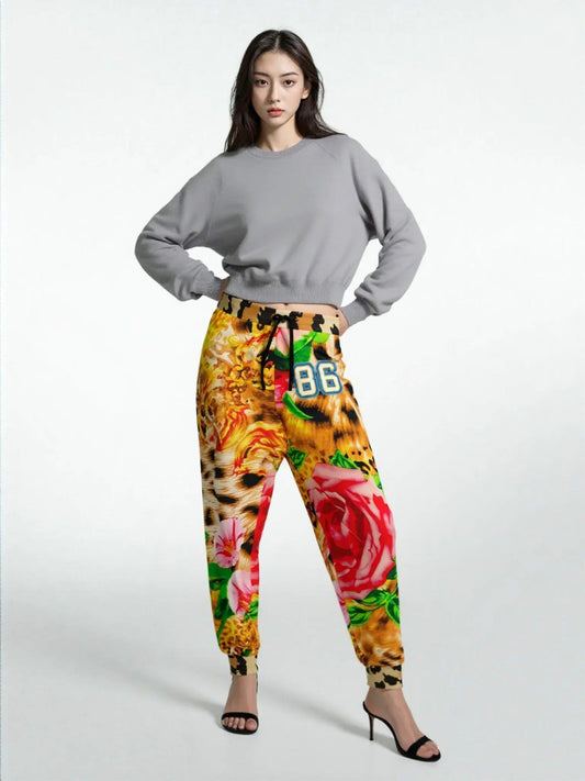 Pink Hibiscus Leopard Eco-Poly Unisex Joggers