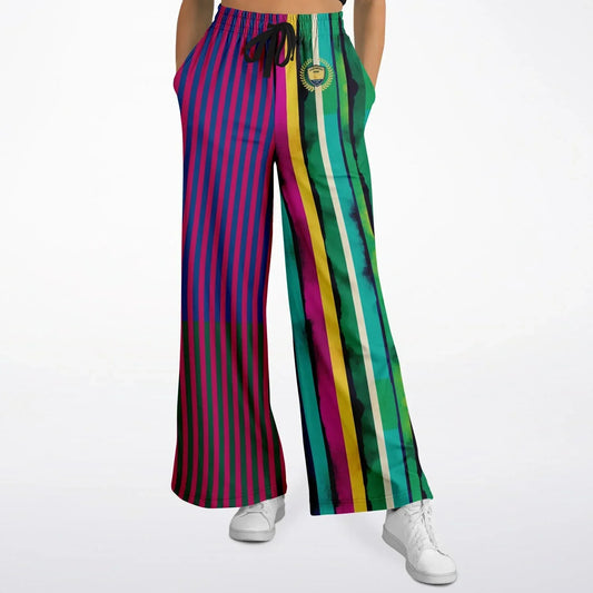 Black in the Pink Stripe Eco-Poly Wide Leg Pants