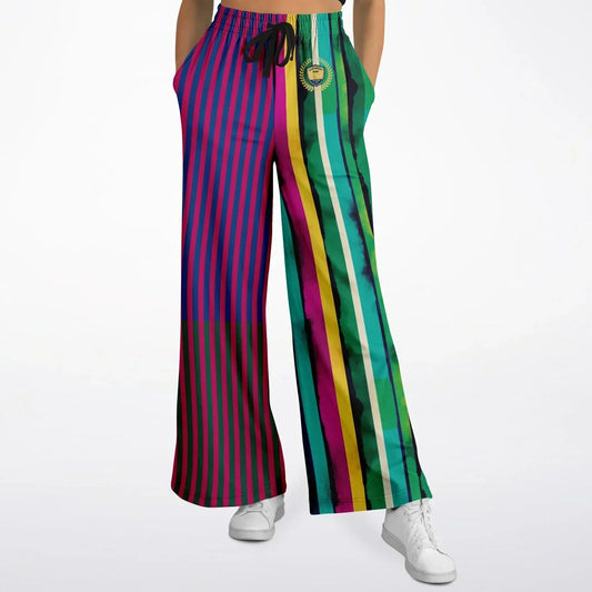Black in the Pink Stripe Eco-Poly Wide Leg Pants