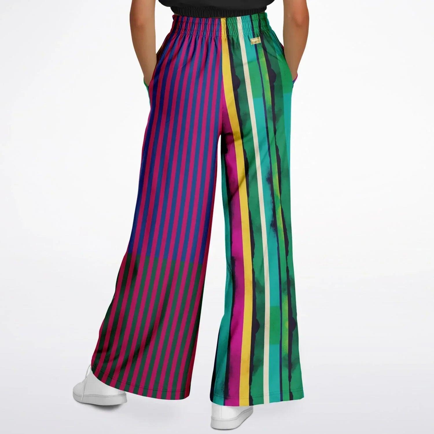 Black in the Pink Stripe Eco-Poly Wide Leg Pants