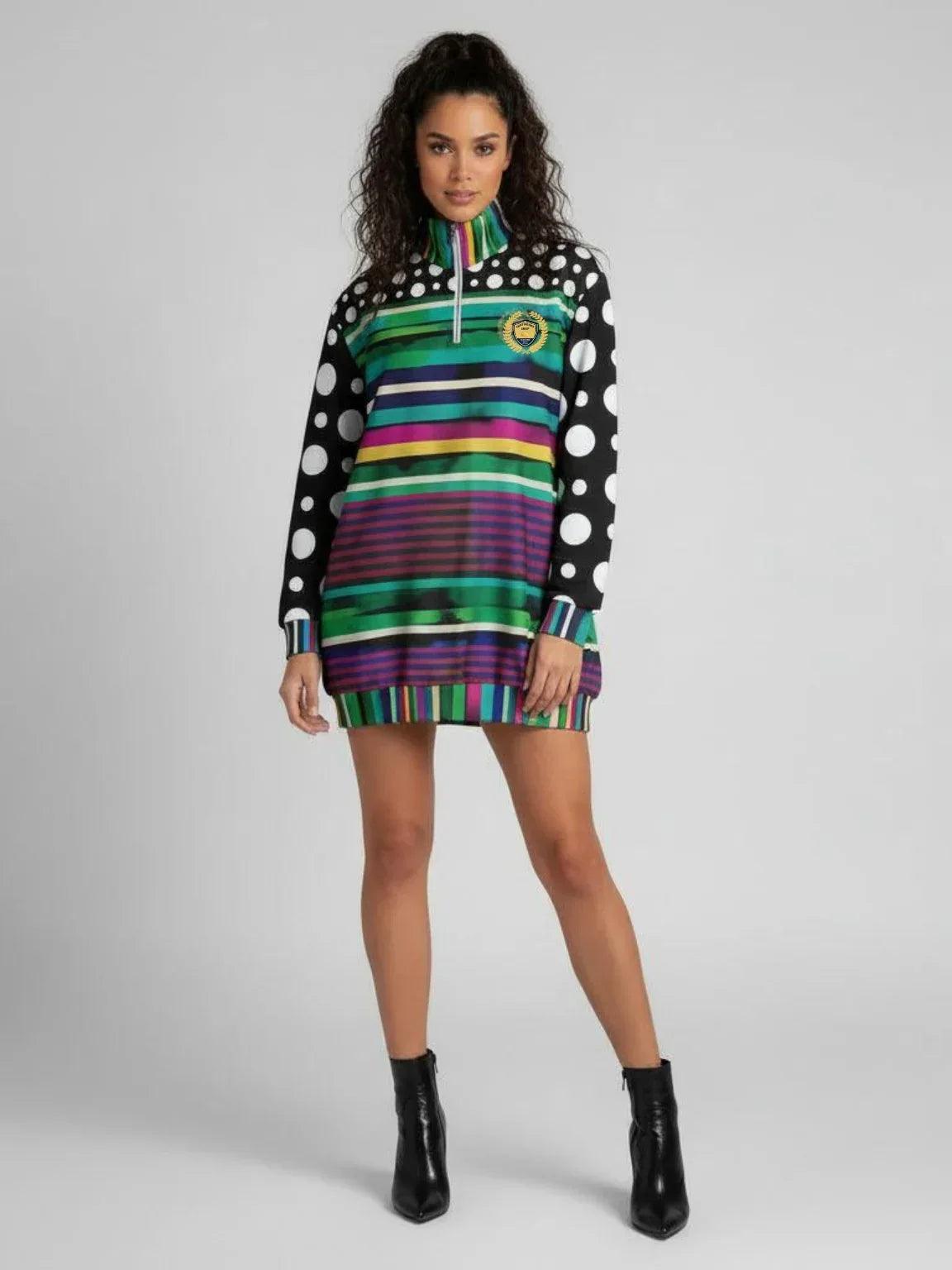 Black in the Pink Stripe Heavyweight Oversized Quarter Zip Sweatshirt