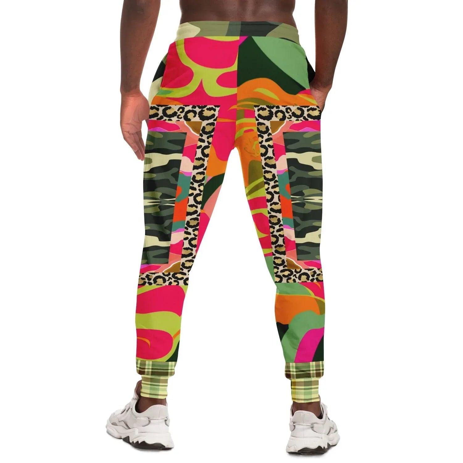 Pink Mardi Gras Floral Camo Plaid Eco-Poly Unisex Joggers