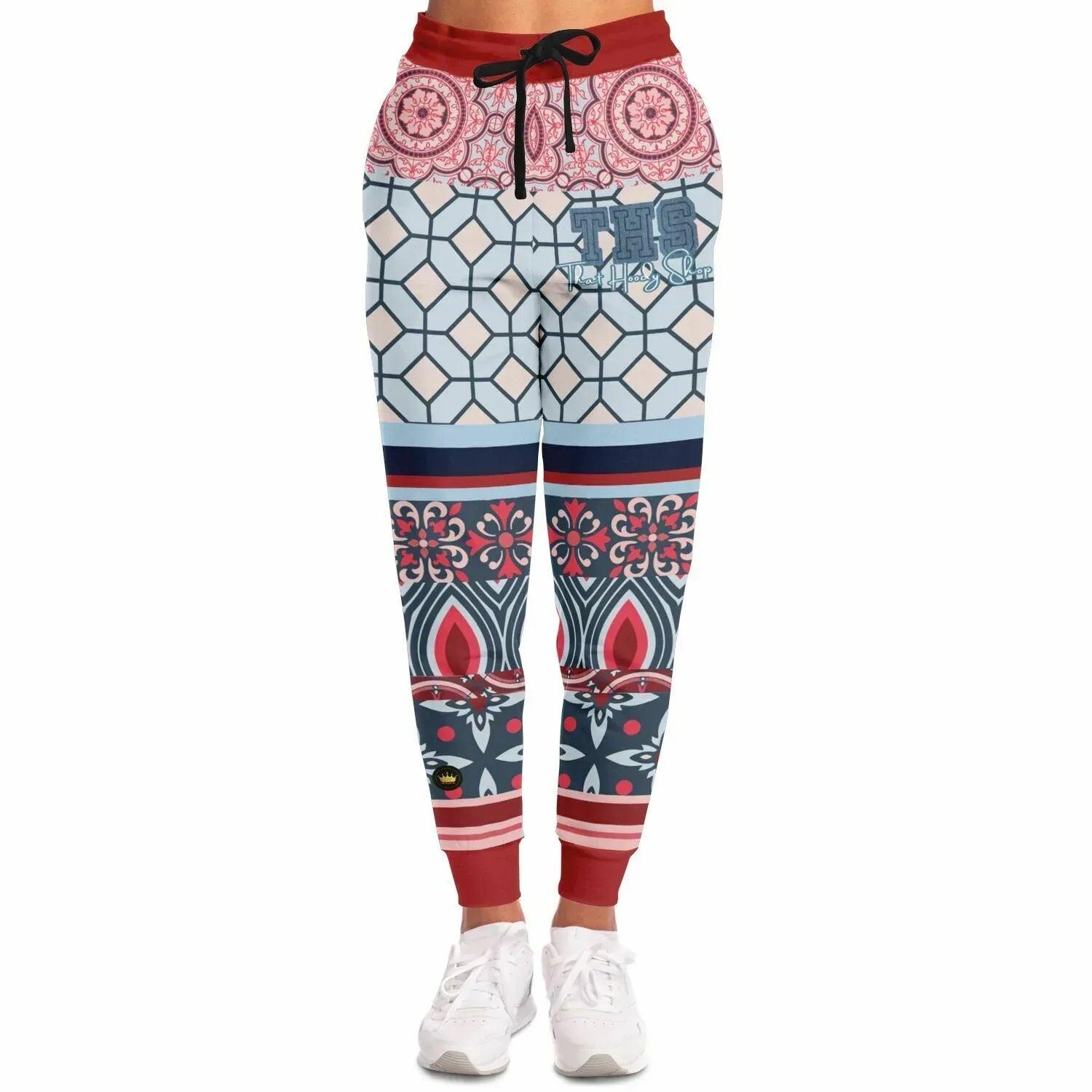 Pink Montauk Geo Patchwork Eco-Poly Unisex Joggers