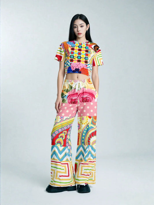 Pink Paisley Park Eco-Poly Wide Leg Pants