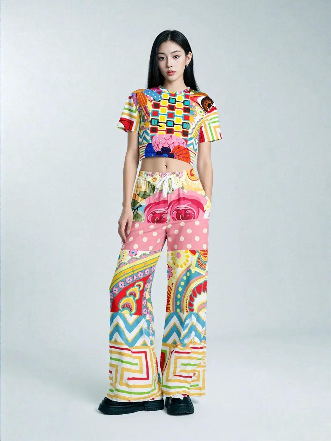 Pink Paisley Park Eco-Poly Wide Leg Pants