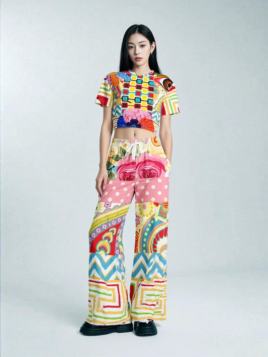 Pink Paisley Park Eco-Poly Wide Leg Pants