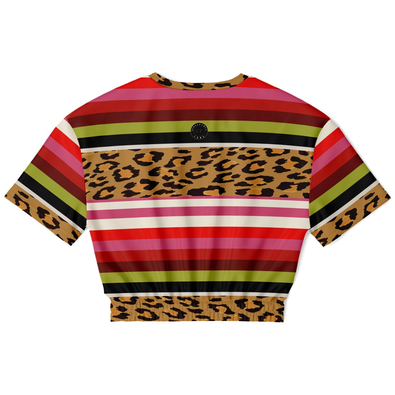 Pink Posie Stripe Cheetah Animal Print Eco-Poly Cropped Pullover