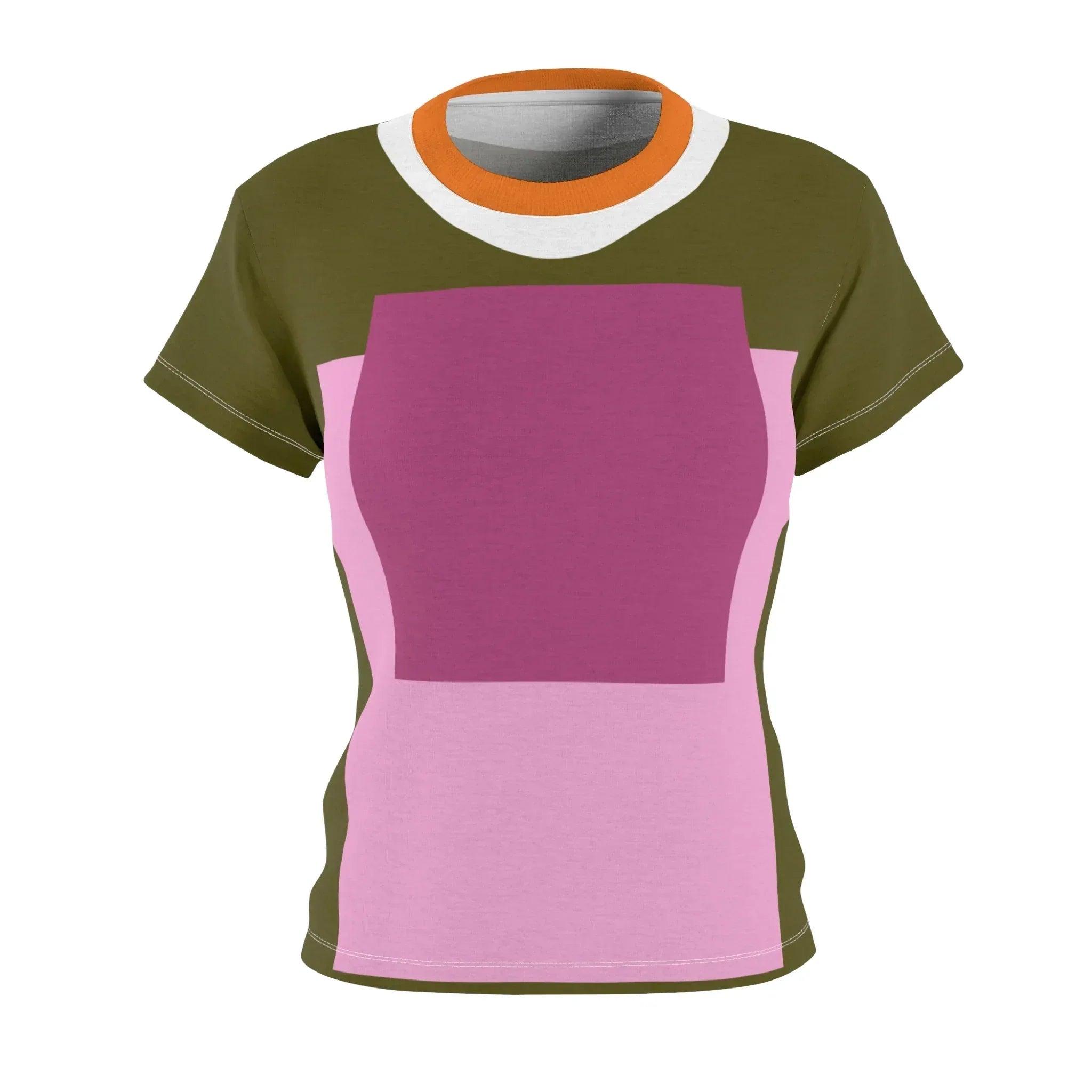 Pink Squared Geometric Print Colorful AOP Women&