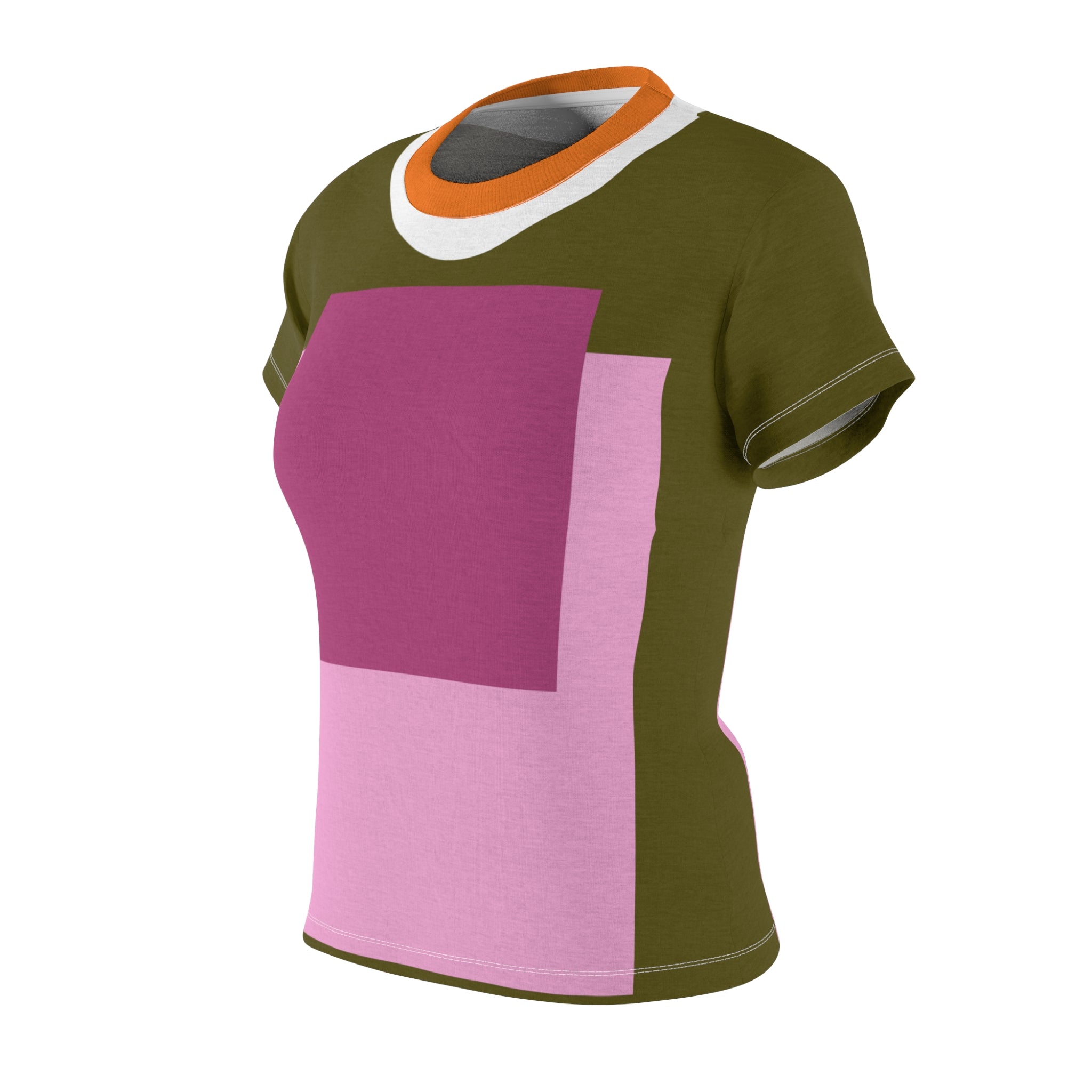 Pink Squared Geometric Print Colorful AOP Women&