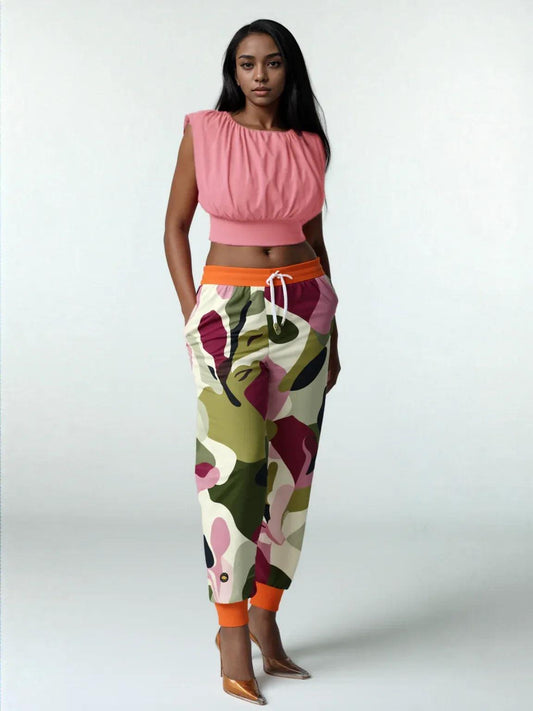 Pink Tulip Abstract Camo Eco-Poly Unisex Joggers