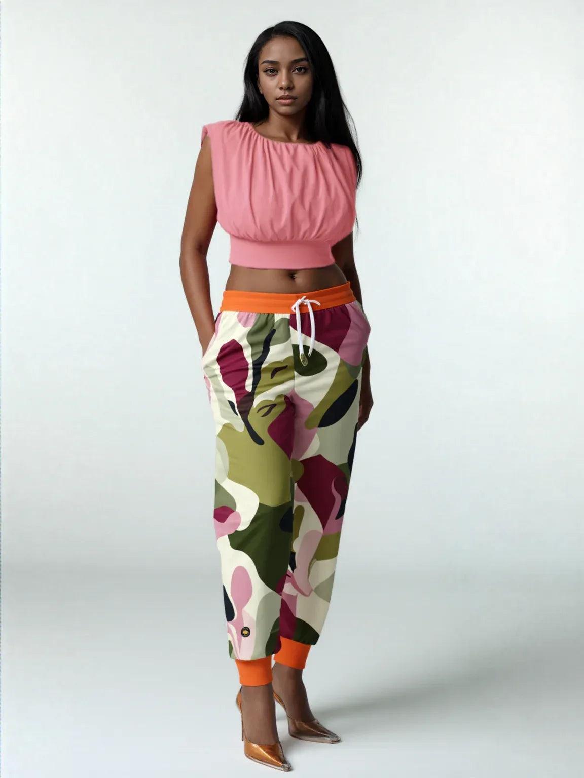 Pink Tulip Abstract Camo Eco-Poly Unisex Joggers