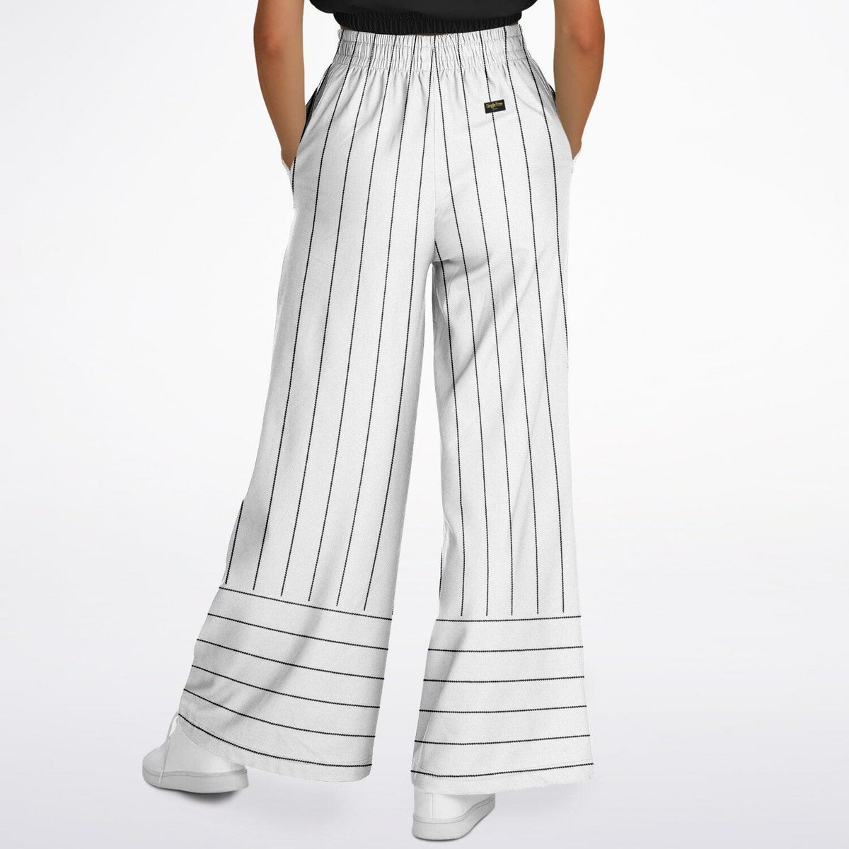 Pinstripes in Winter Ice Eco-Poly Wide Leg Pants
