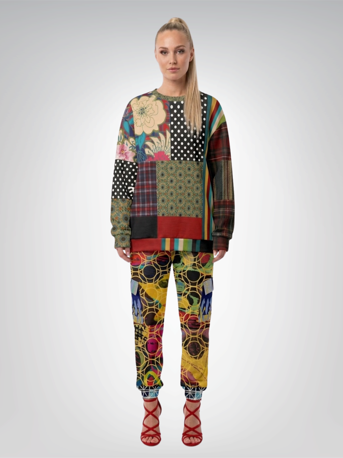 Beautiful Chaos Golden Orbit Abstract Art Print Eco-Poly Cargo Joggers