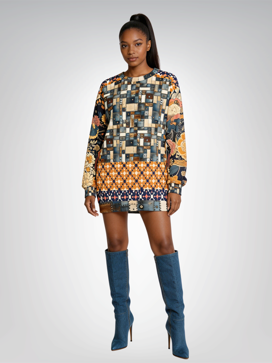Playing Jax in Marigold Abstract Geo Unisex Sweatshirt (Gold Label)