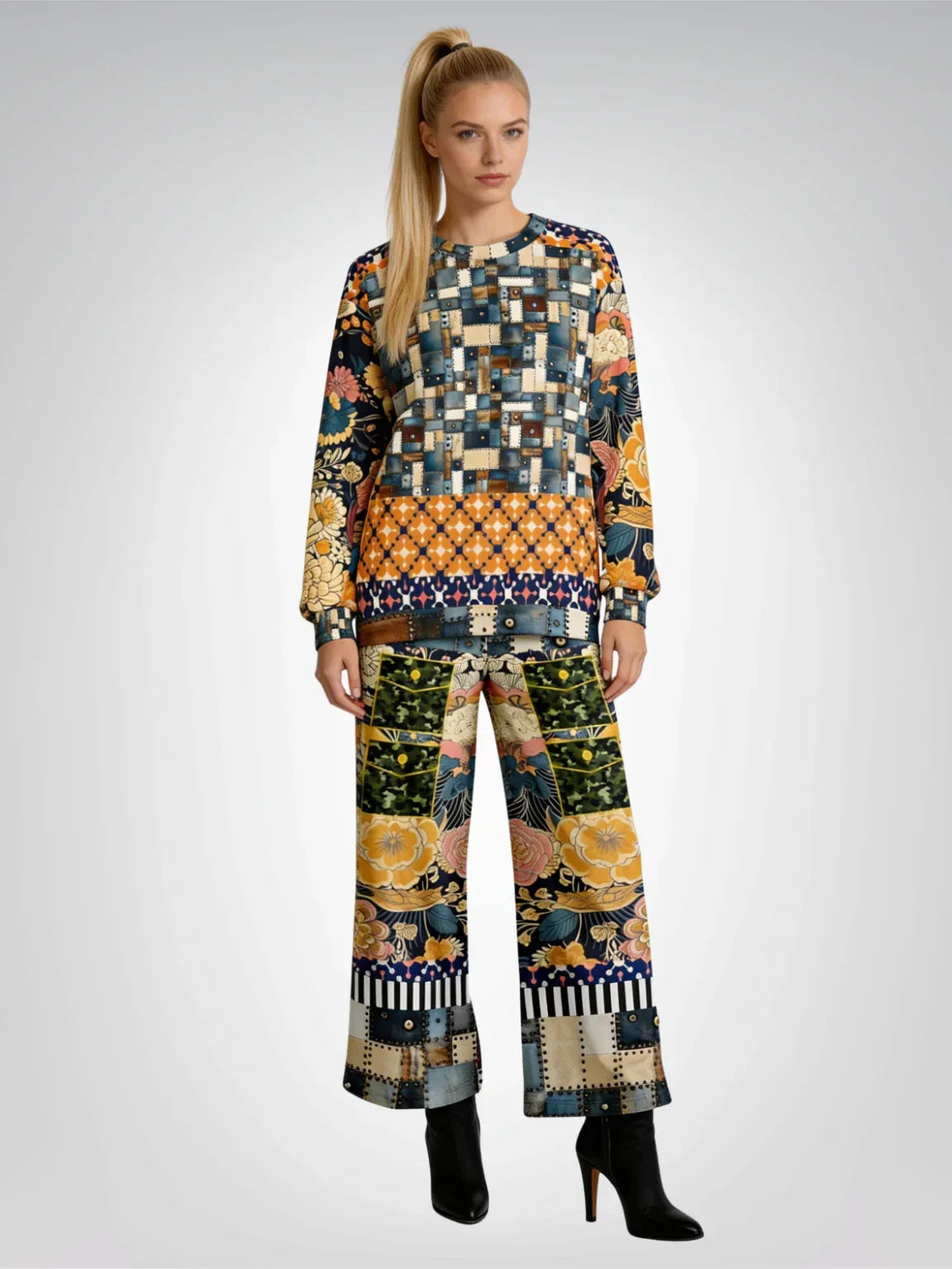 Playing Jax in Marigold Abstract Geo Unisex Sweatshirt (Gold Label)