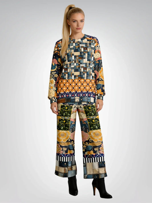 Playing Jax in Marigold Abstract Geo Unisex Sweatshirt (Gold Label)