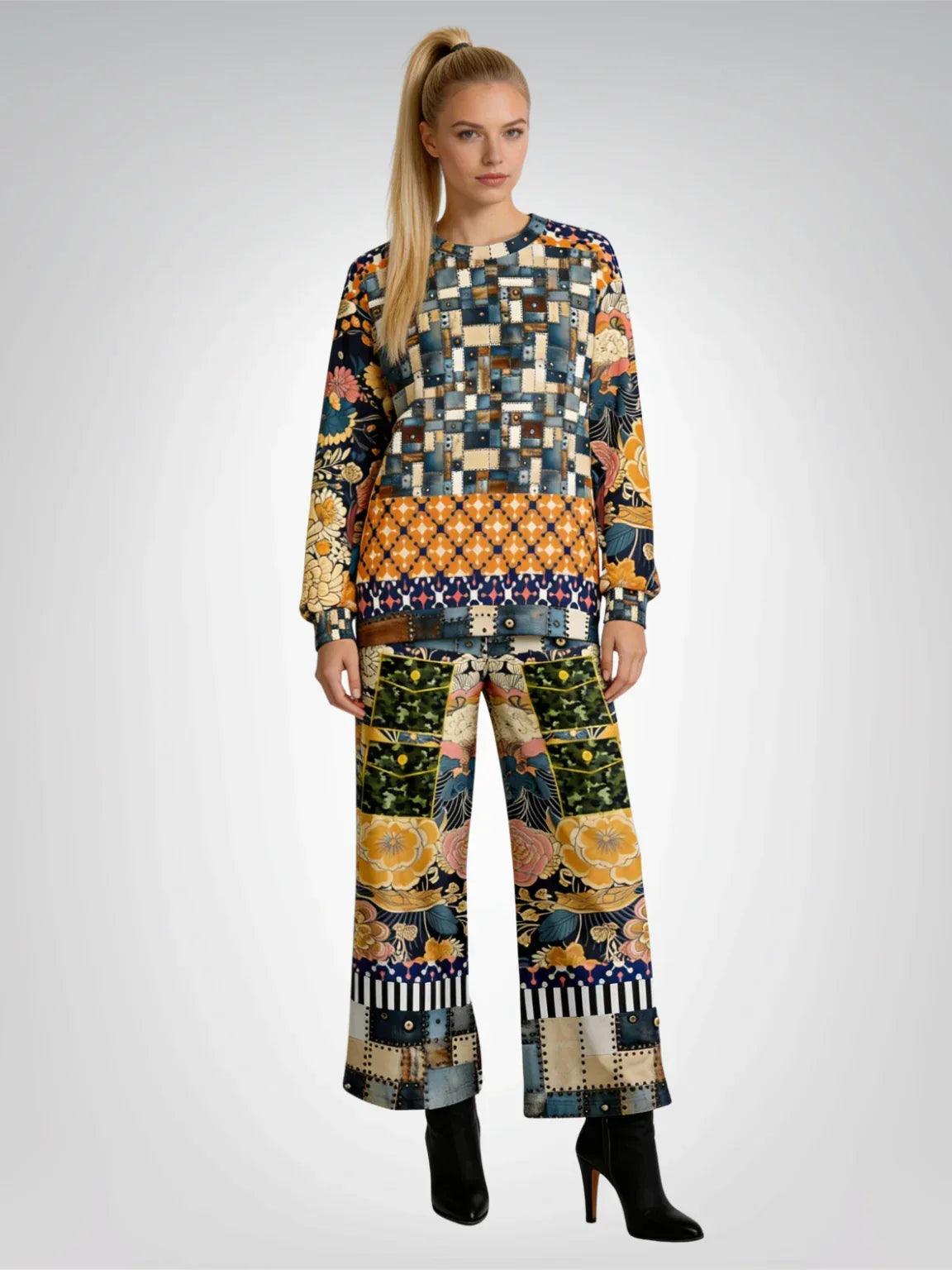 Playing Jax in Marigold Abstract Geo Unisex Sweatshirt (Gold Label)