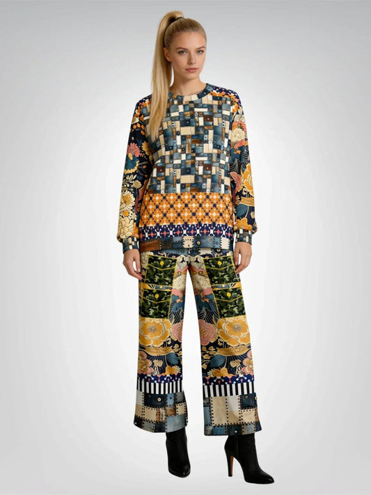 Playing Jax in Marigold Abstract Geo Unisex Sweatshirt (Gold Label)