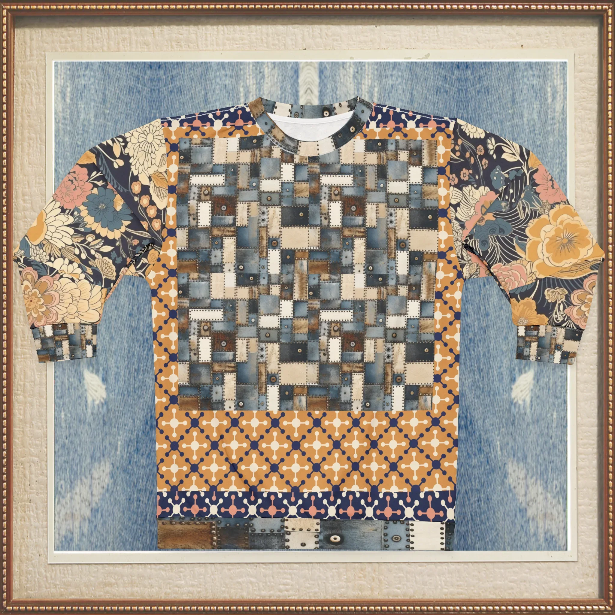 Playing Jax in Marigold Abstract Geo Unisex Sweatshirt (Gold Label)