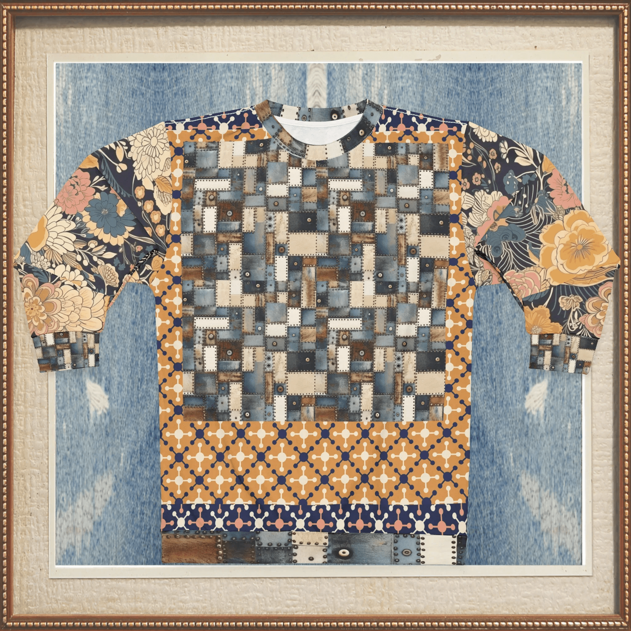 Playing Jax in Marigold Abstract Geo Unisex Sweatshirt (Gold Label)
