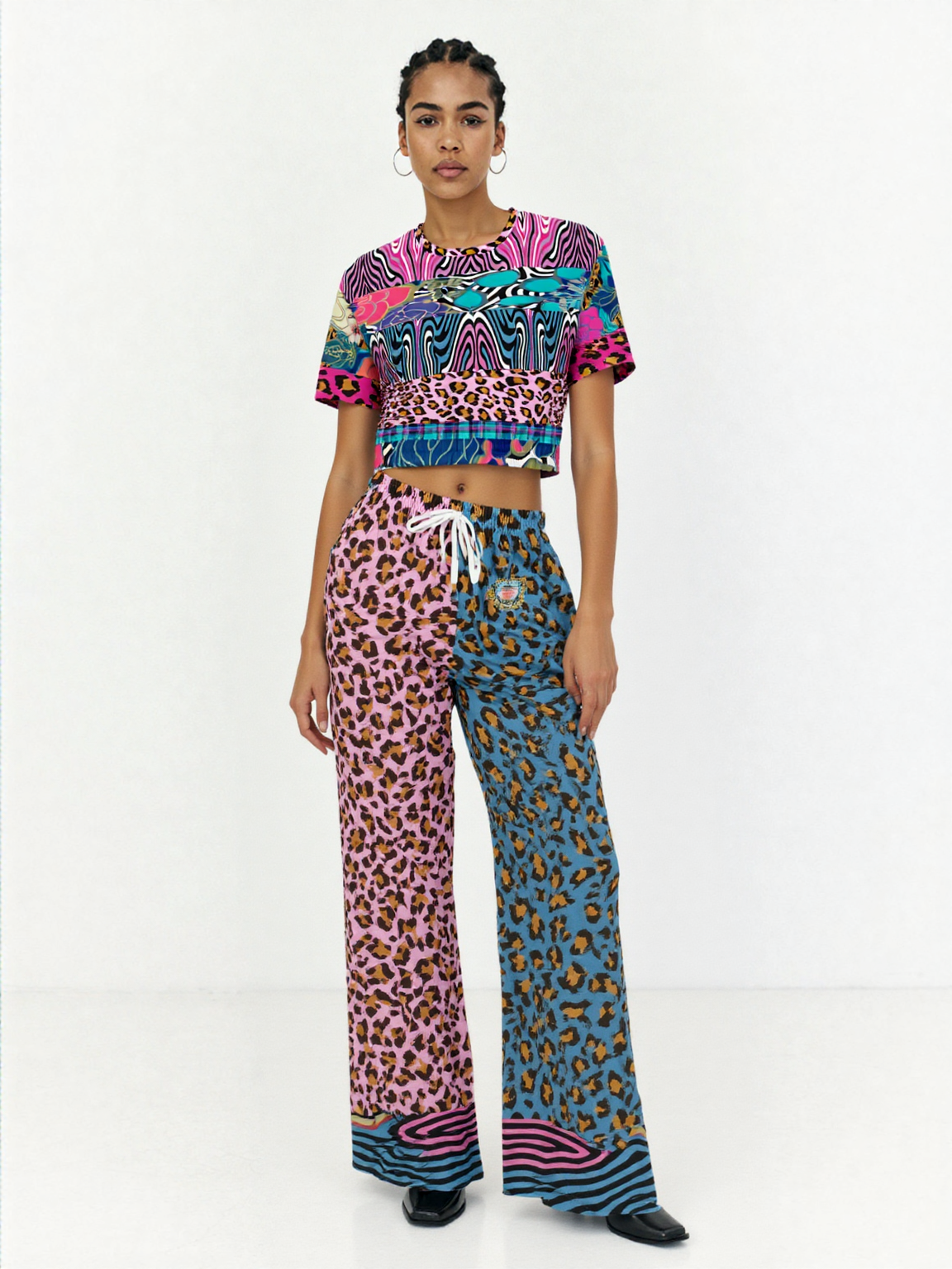 Plumed Horse Vibrant Zebra Eco-Poly Short Sleeve Cropped Pullover