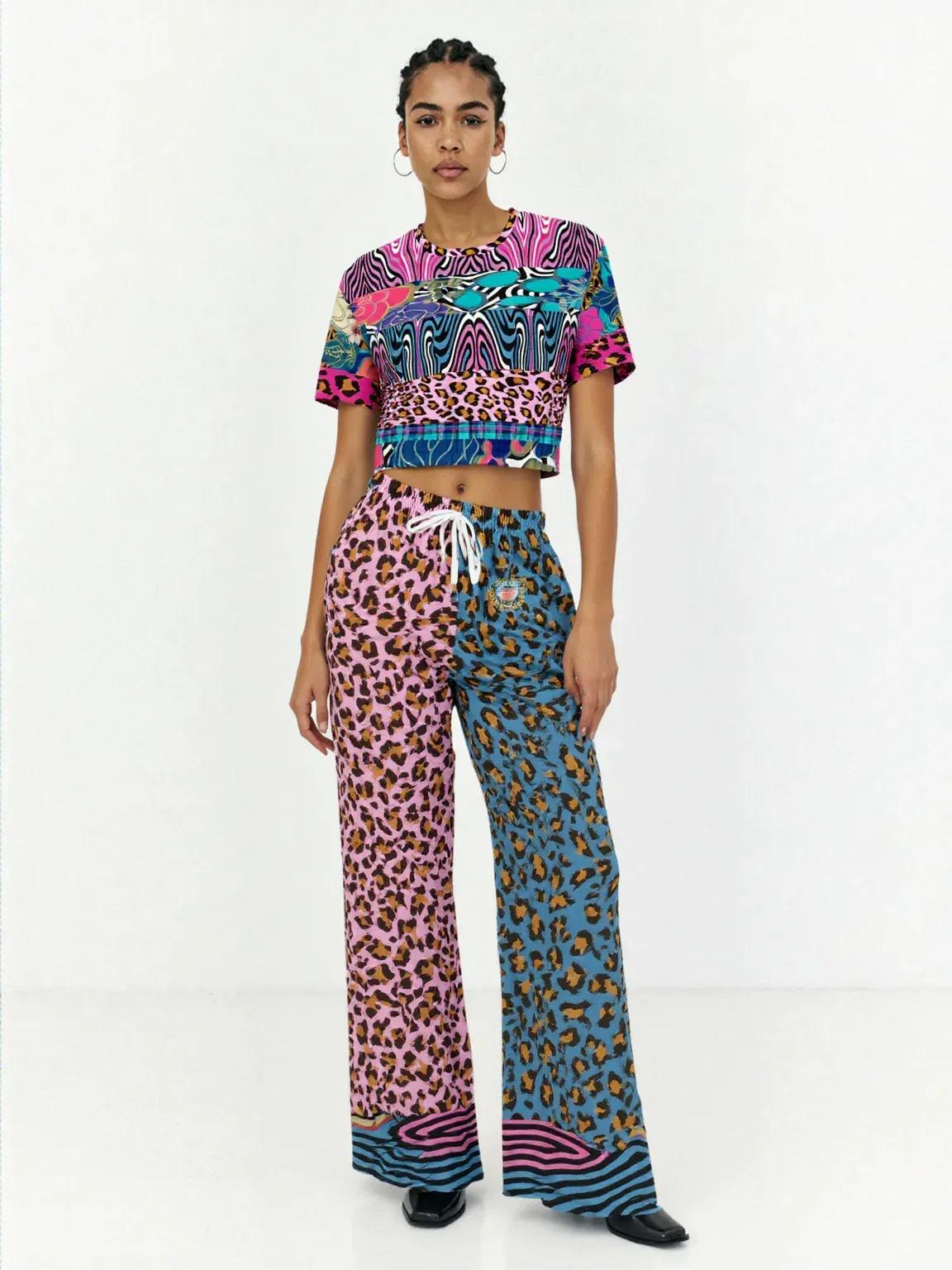 Plumed Horse Vibrant Zebra Eco-Poly Short Sleeve Cropped Pullover