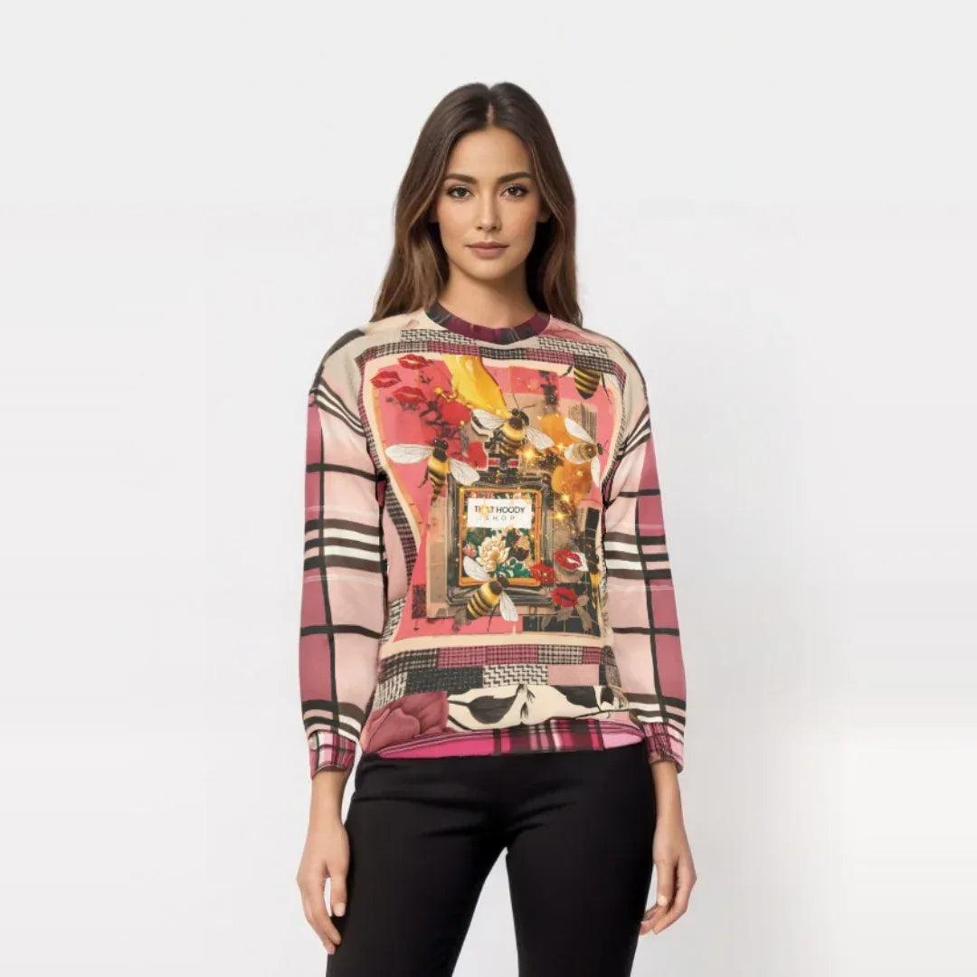 Poison Bee Juice Plaid Floral Tweed Mid-Weight Polyester Unisex Sweatshirt (Gold Label)