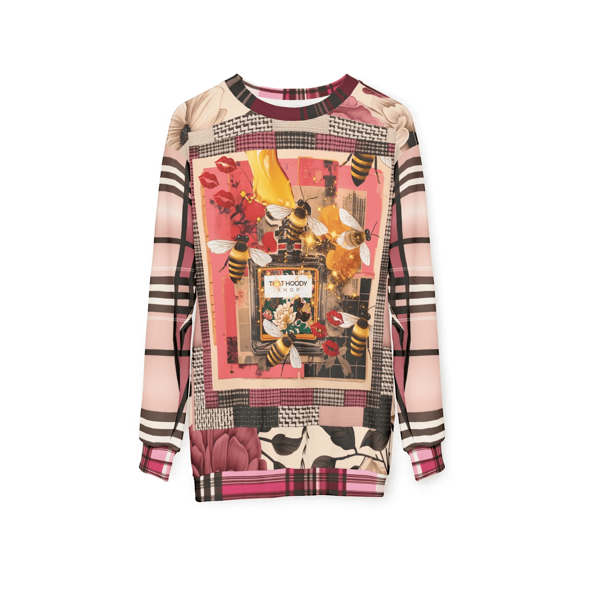 Poison Bee Juice Plaid Floral Tweed Mid-Weight Polyester Unisex Sweatshirt (Gold Label)