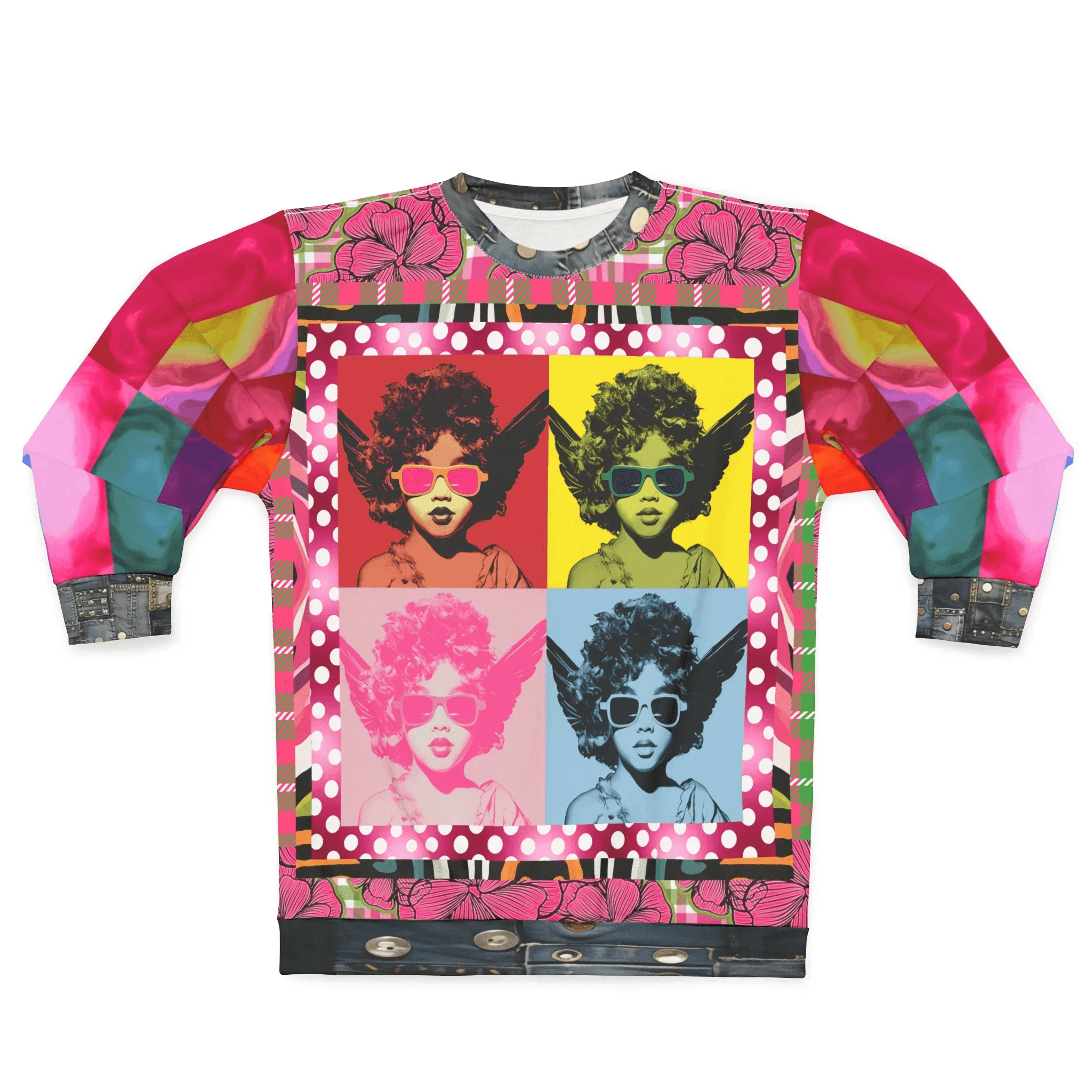 Pop Art Cherub Diva Quadriptych Unisex Sweatshirt (Gold Label)