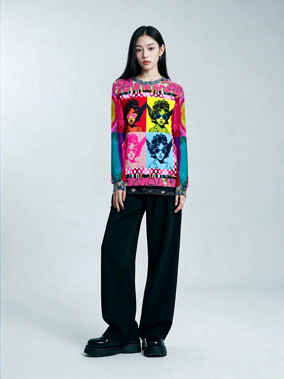 Pop Art Cherub Diva Quadriptych Unisex Sweatshirt (Gold Label)