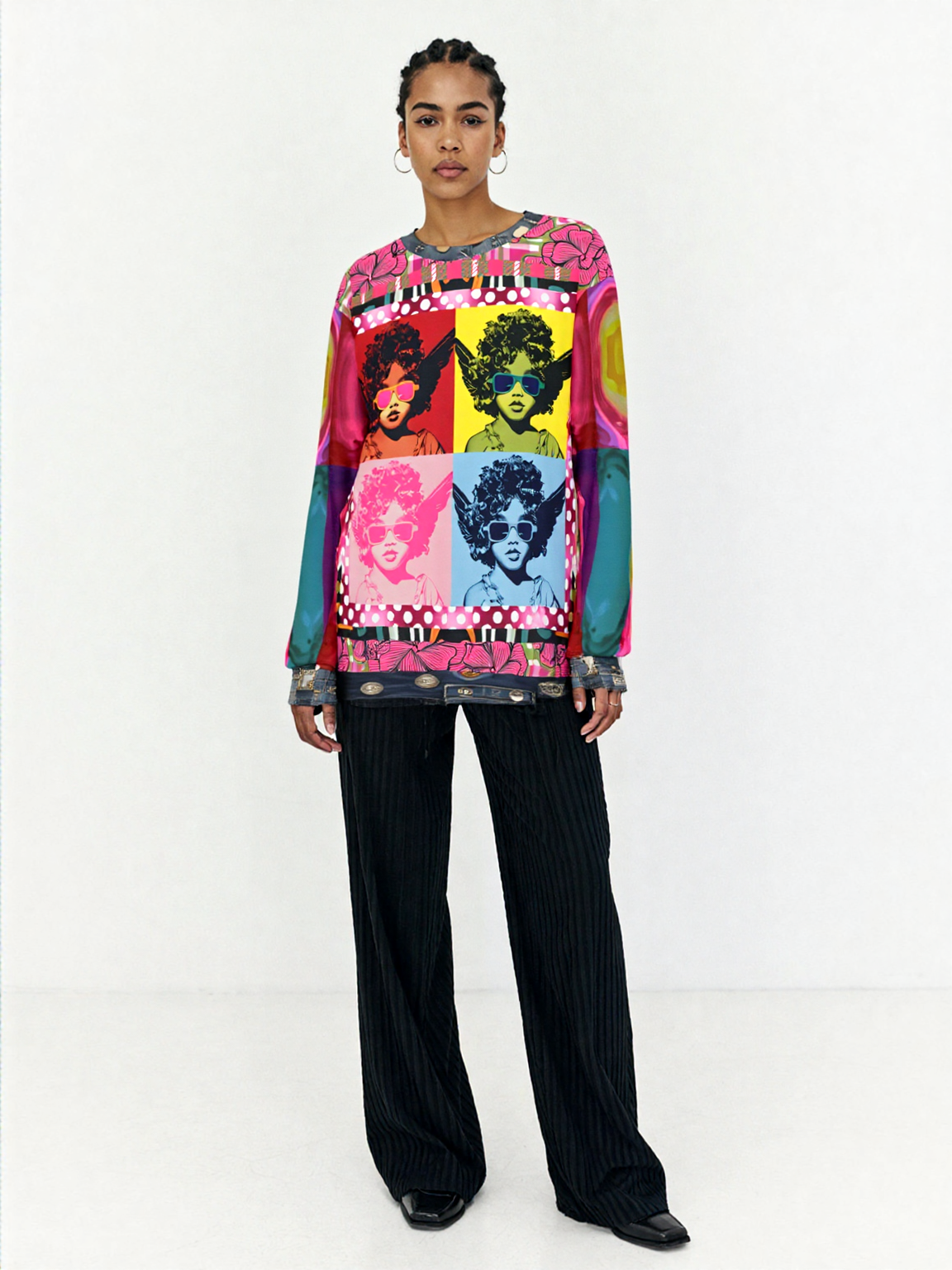 Pop Art Cherub Diva Quadriptych Unisex Sweatshirt (Gold Label)