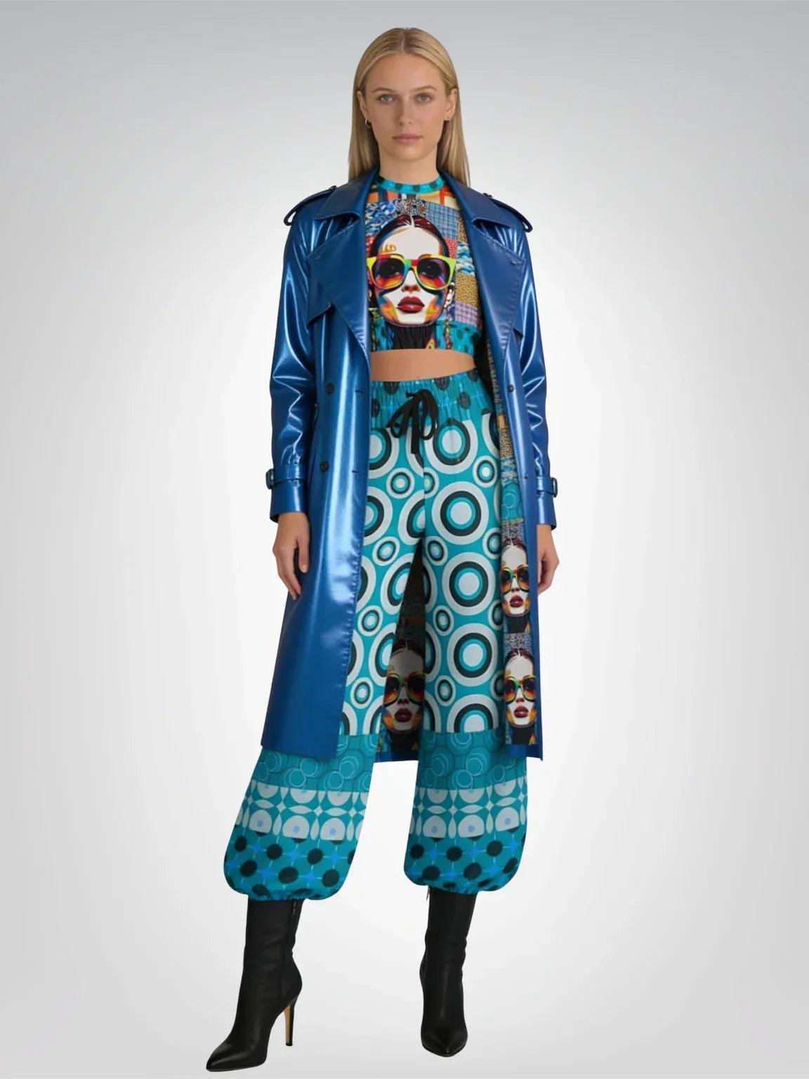 Popstar in Patchwork Circles Eco-Poly Wide Leg Pants
