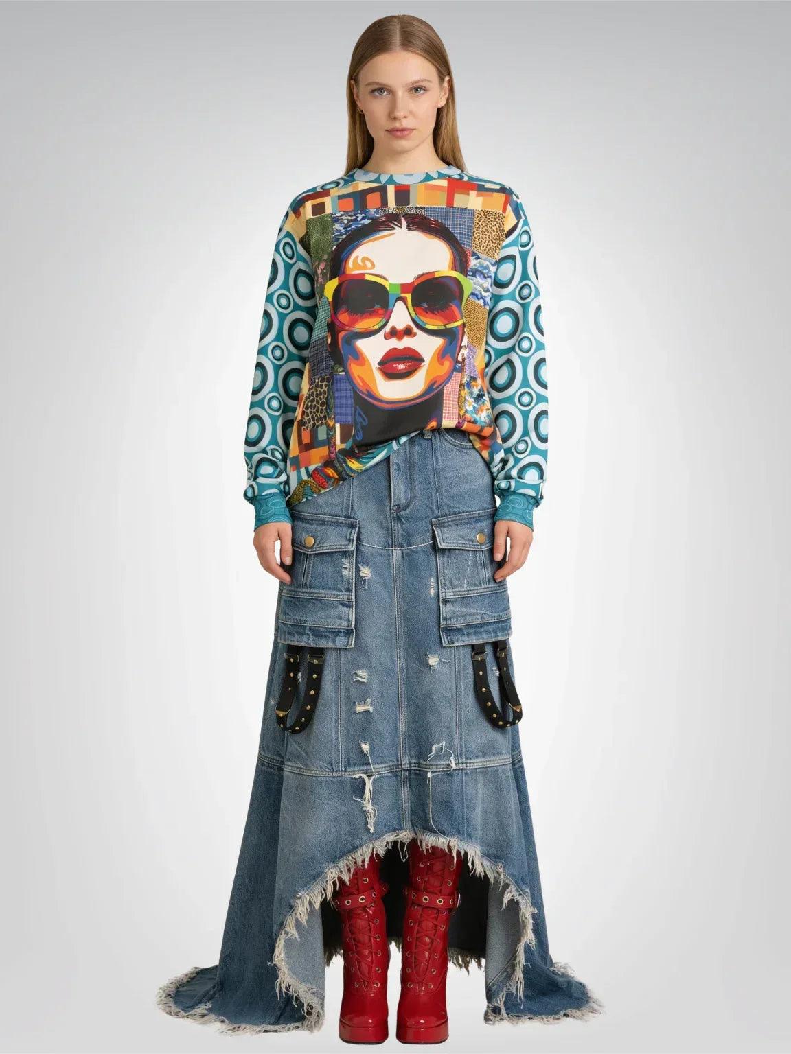 Popstar in Patchwork Fantasy Unisex Sweatshirt (Gold Label)
