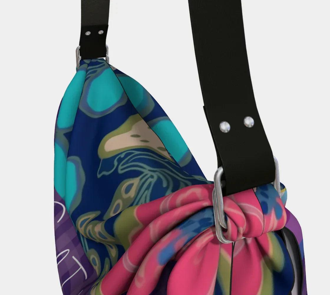 Blue Freesia Plaid Hobo Scarf Bag
