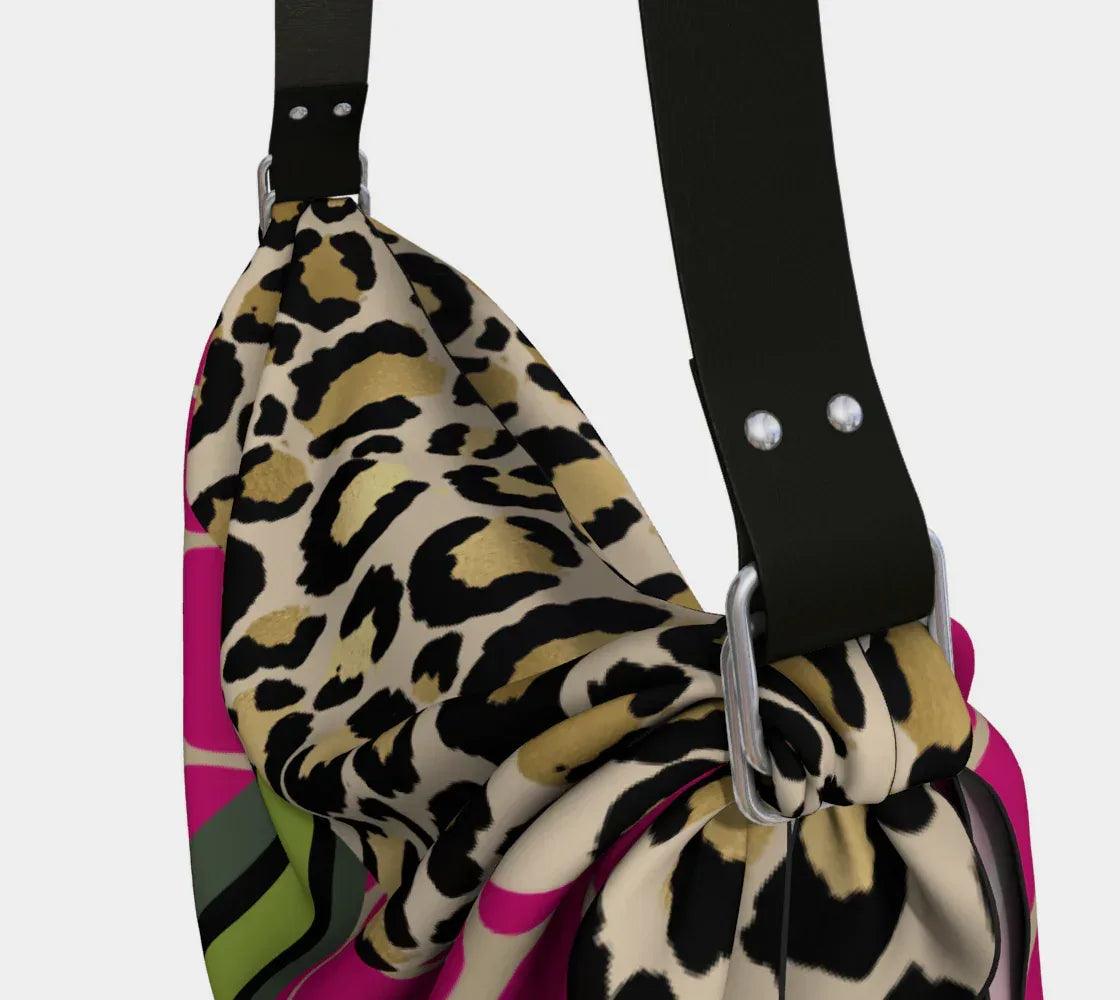 Cheetah Time Neon Stripe Giraffe Hobo Scarf Bag