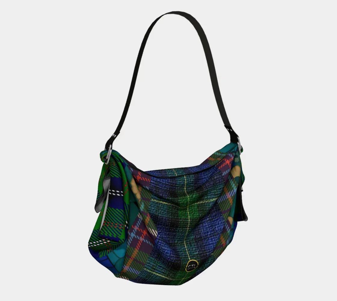 Green Scottish Highland Plaid Hobo Scarf Bag