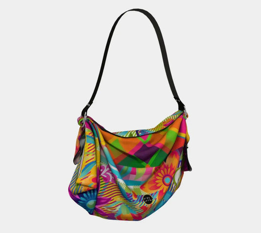 Purple Mardi Gras Floral Plaid Hobo Scarf Bag