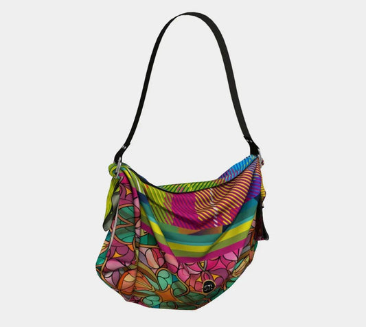 Pink Jeweled Glass Plaid Hobo Scarf Bag