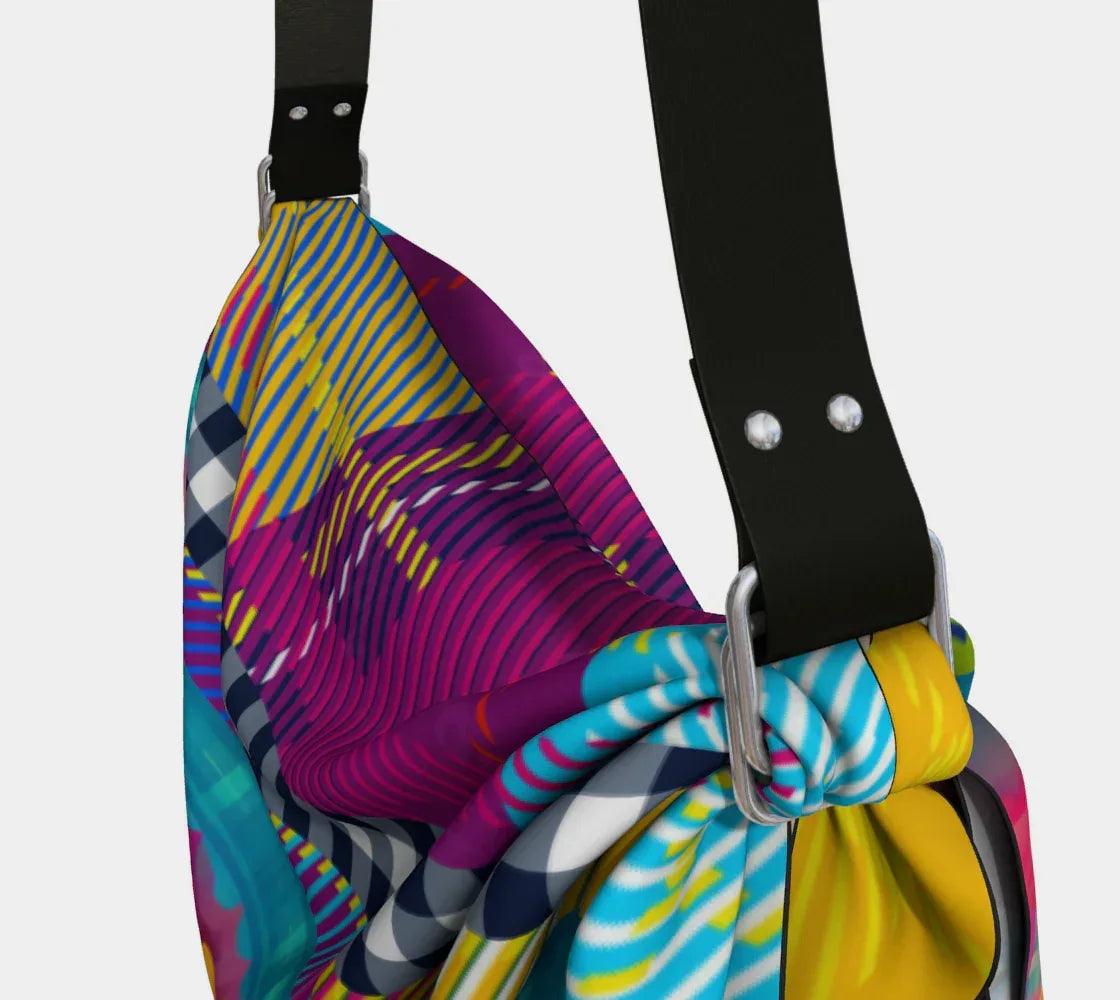 Purple Fantasia Floral Plaid Hobo Scarf Bag