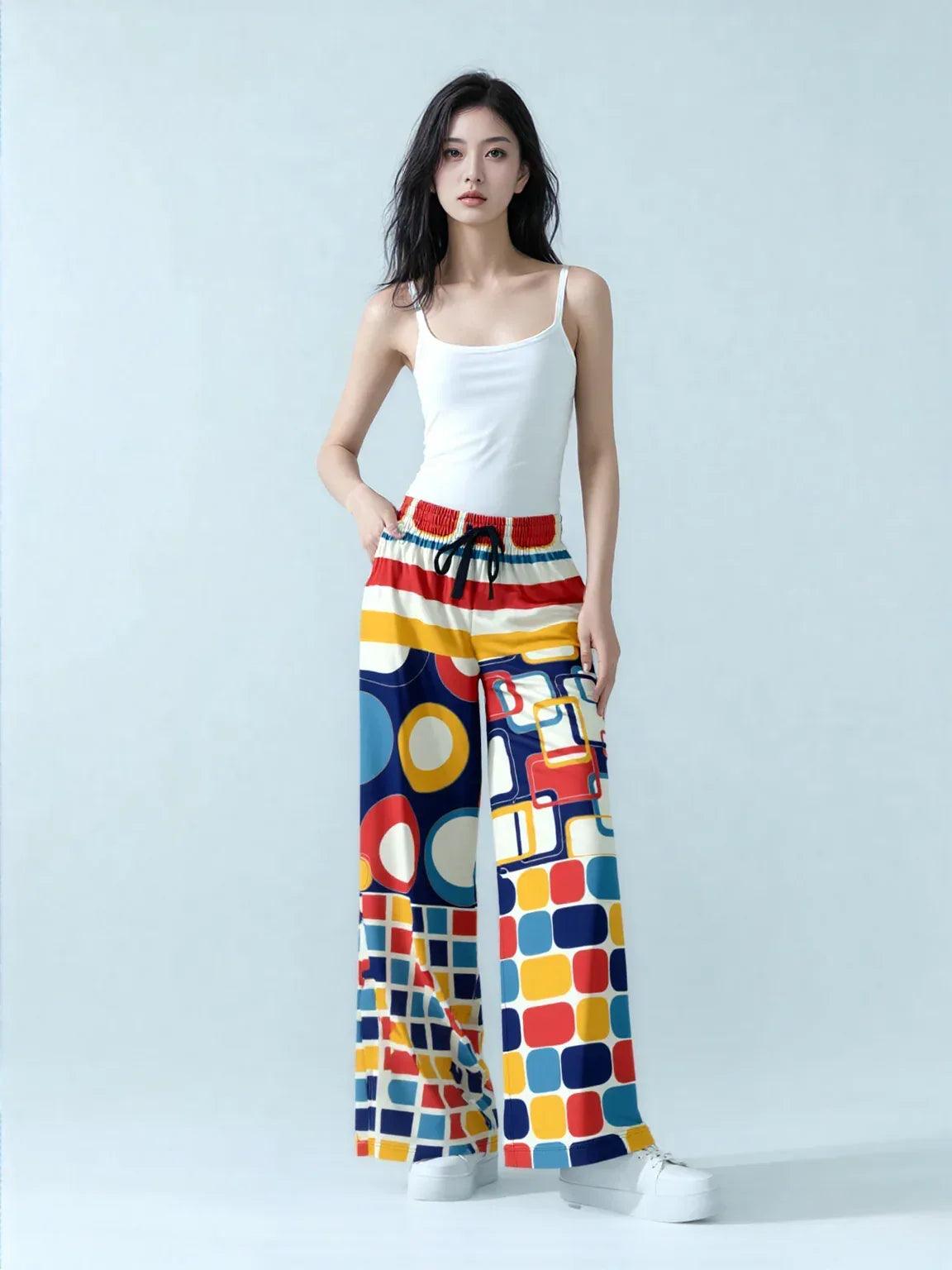 Primary Skool Geo Print Eco-Poly Short Sleeve Cropped Pullover
