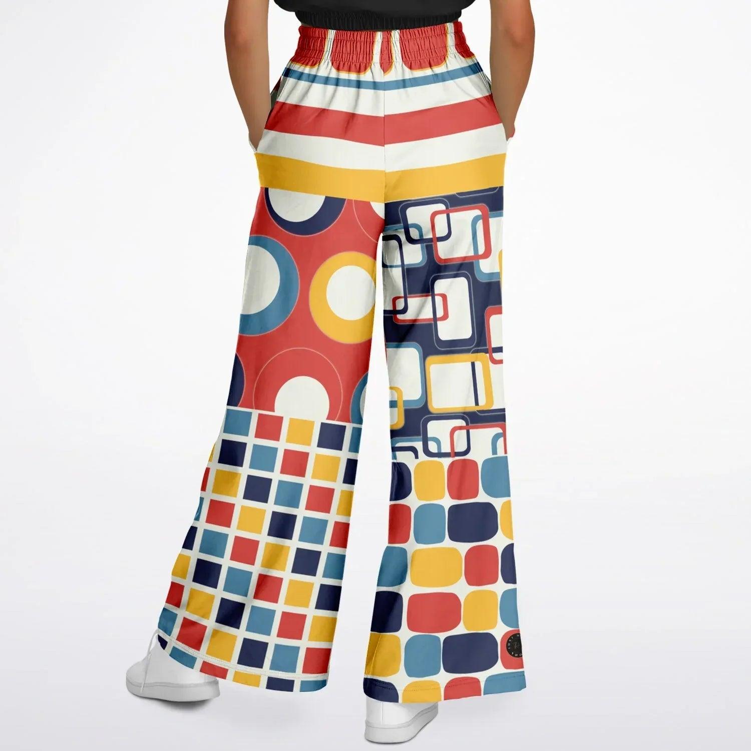 Primary Skool Geometric Print Eco-Poly Wide Leg Pants