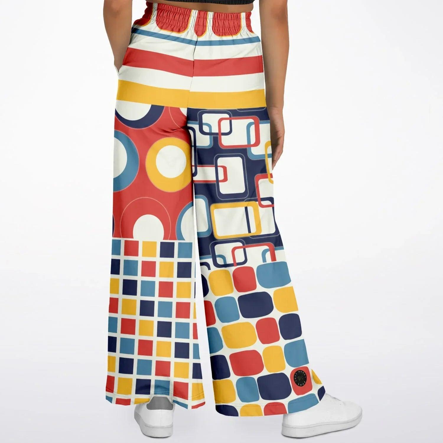 Primary Skool Geometric Print Eco-Poly Wide Leg Pants