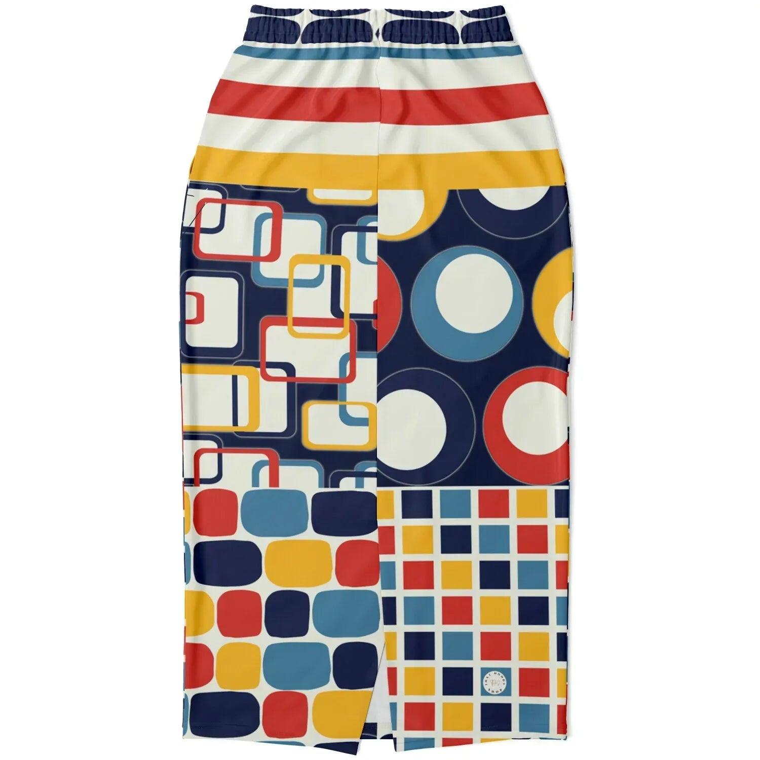 Primary Skool Geometric Print Eco-Poly Long Maxi Skirt